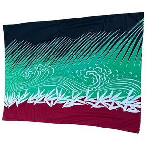 55”x22” Designer Oceano Italy Sarano Scarf Wrap Blue Green Red Vibrant Wave